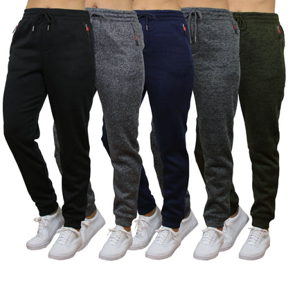 Women's Loose-Fit Marled Fleece Jogger Sweatpants With Zipper Pockets