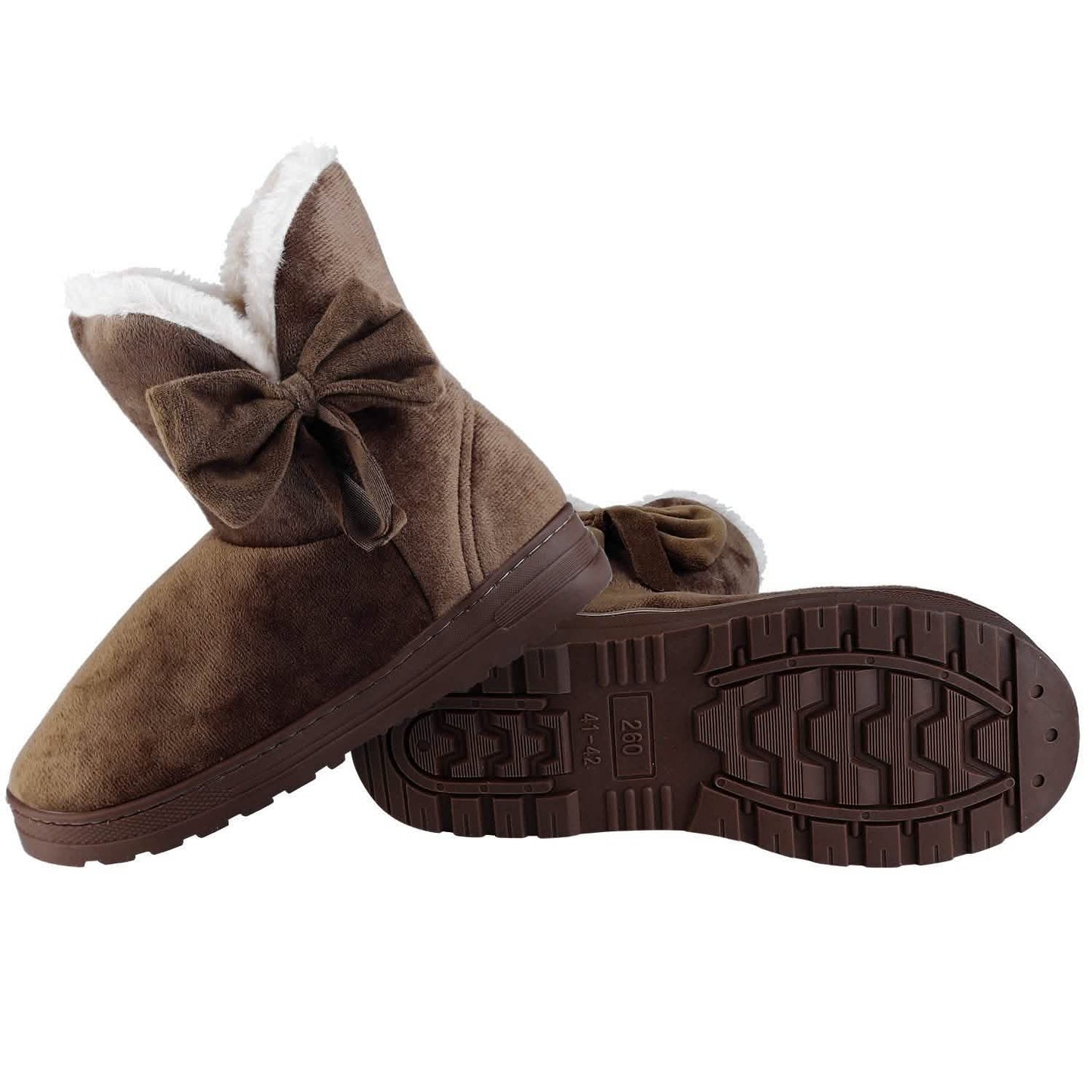 Womens Mid-Calf Winter Shoes with Anti Slip Rubber Base Bowknot