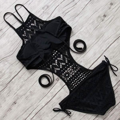 Women's One-Piece Bikini Solid Crochet Swimsuit