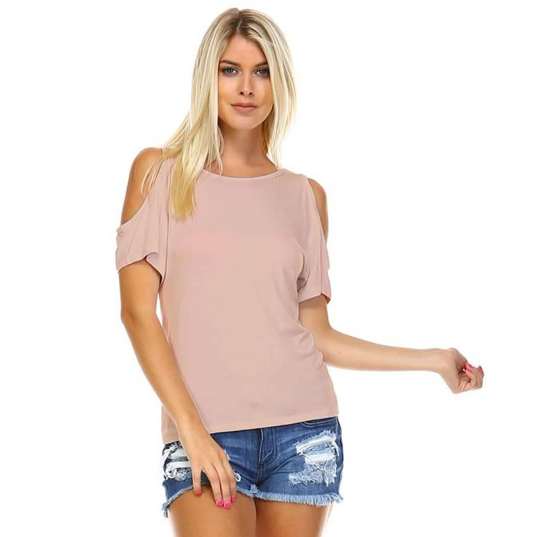 Women's Open-Shoulder Short Sleeve Top - Assorted Sizes