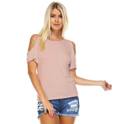 Women's Open-Shoulder Short Sleeve Top - Assorted Sizes