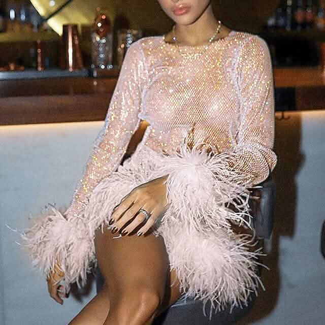 Women‚Äòs Party Feather Dress