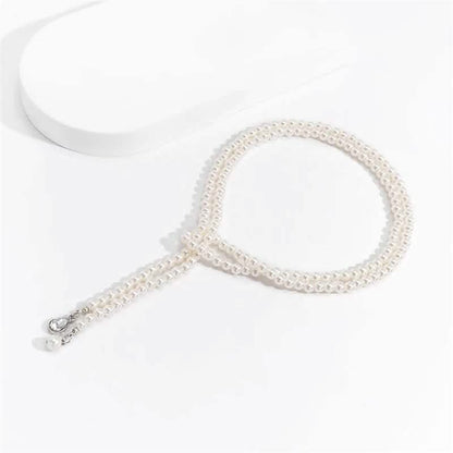 Women's Elegant Multi-Layered Faux Pearl Necklace, Boho Tassel Pendant, Dual-Strand Jewelry