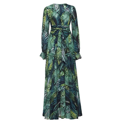 Women's Plus Size A Line Dress Floral V Neck Print Lantern Sleeve