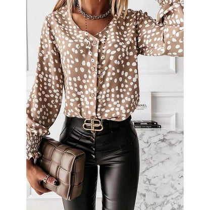 Women's Polka Dot Long Sleeve Casual Shirt