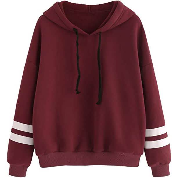 Women's Pullover Fleece Drop Shoulder Striped Hoodie