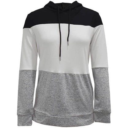 Women's Pullover Long Sleeve Fall Hoodies Color Block Tunics Loose Casual Sweatshirts