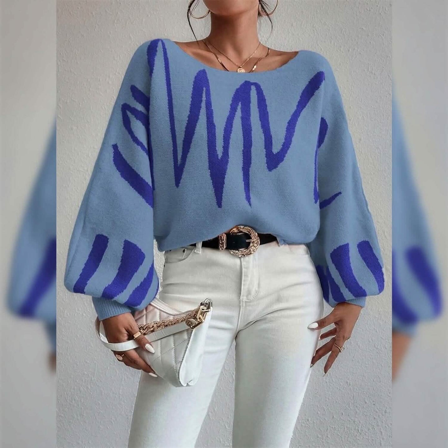 Women's Pullover Sweater Jumper Ribbed Knit Oversized Crew Neck