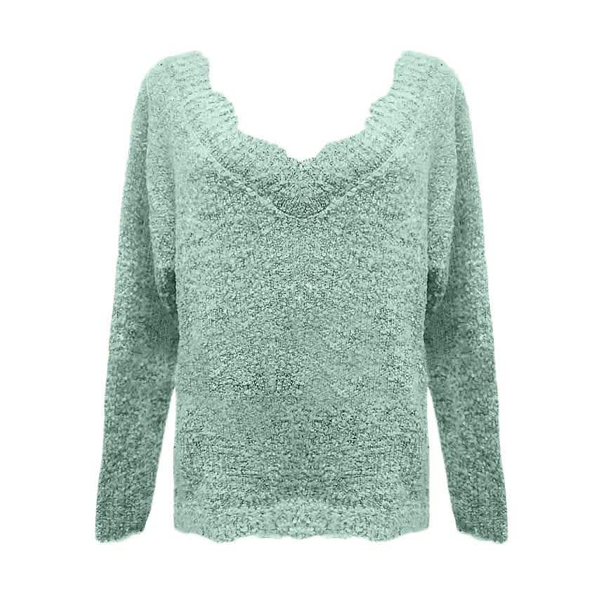 Women's Pullover Sweater Knitted Solid Colored Casual Acrylic Long Sleeve Loose Sweater Cardigans V Neck