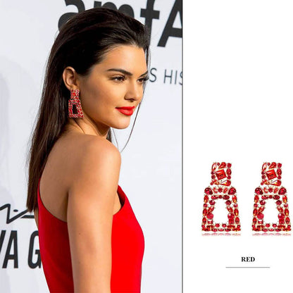 Women's Rhinestone Rectangle Drop Earrings