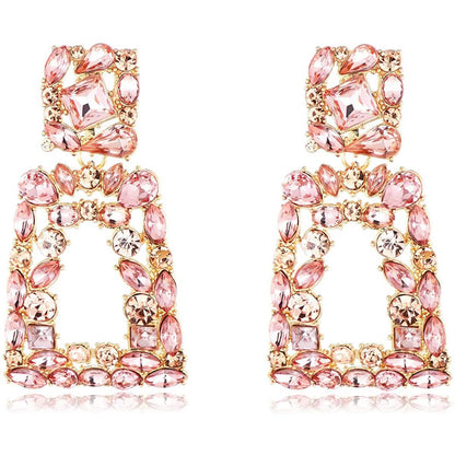 Women's Rhinestone Rectangle Drop Earrings