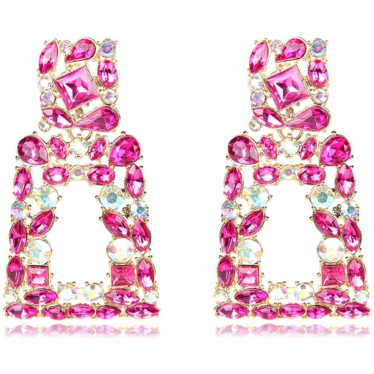 Women's Rhinestone Rectangle Drop Earrings
