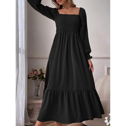 Women's Ruffle Autumn Winter Swing Midi Dress