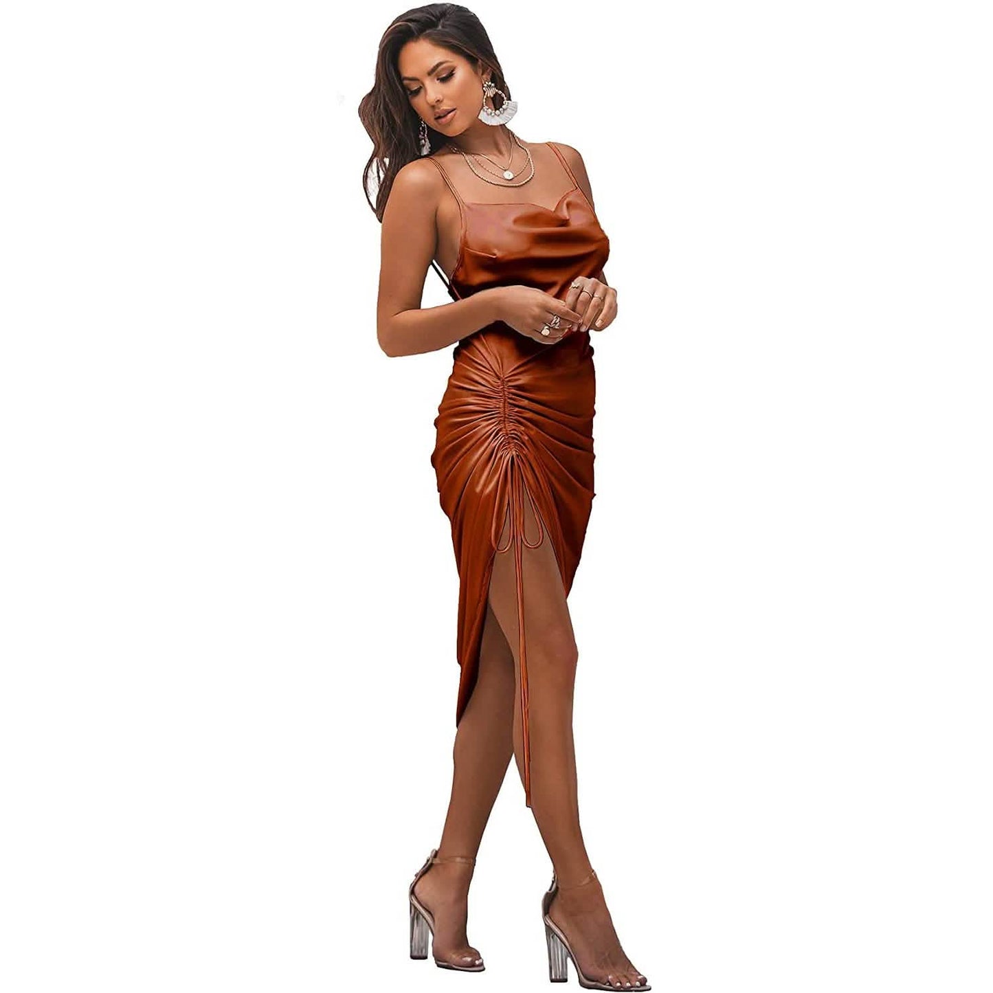 Women's Satin Spaghetti Strap Dress