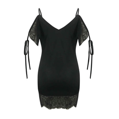 Women's Sexy Lace Satin Mini Dress