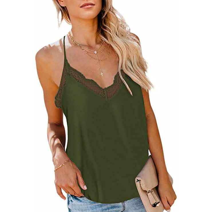 Women's Sexy V Neck Casual Sleeveless Cami Tank Top