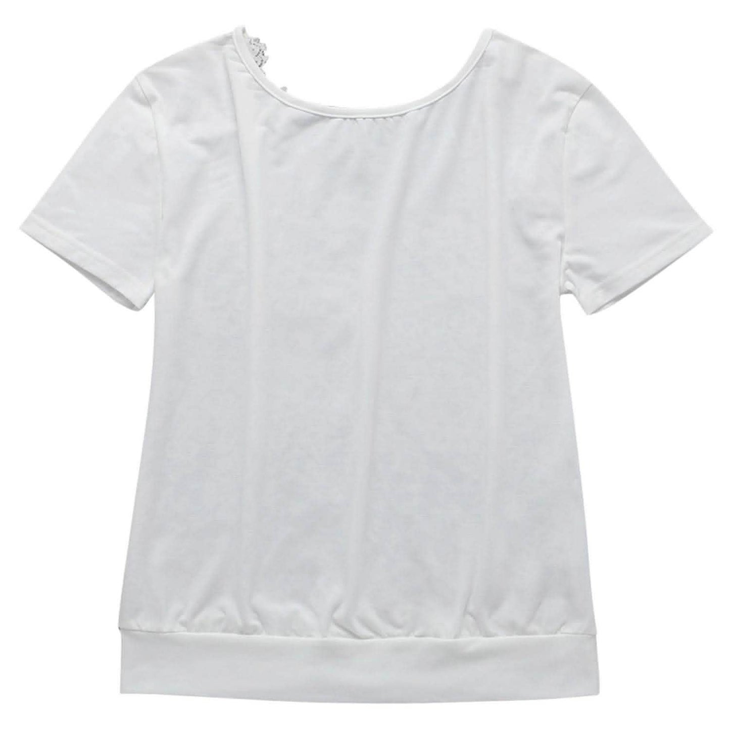Women's Short Sleeve Back Lace Top Blouse