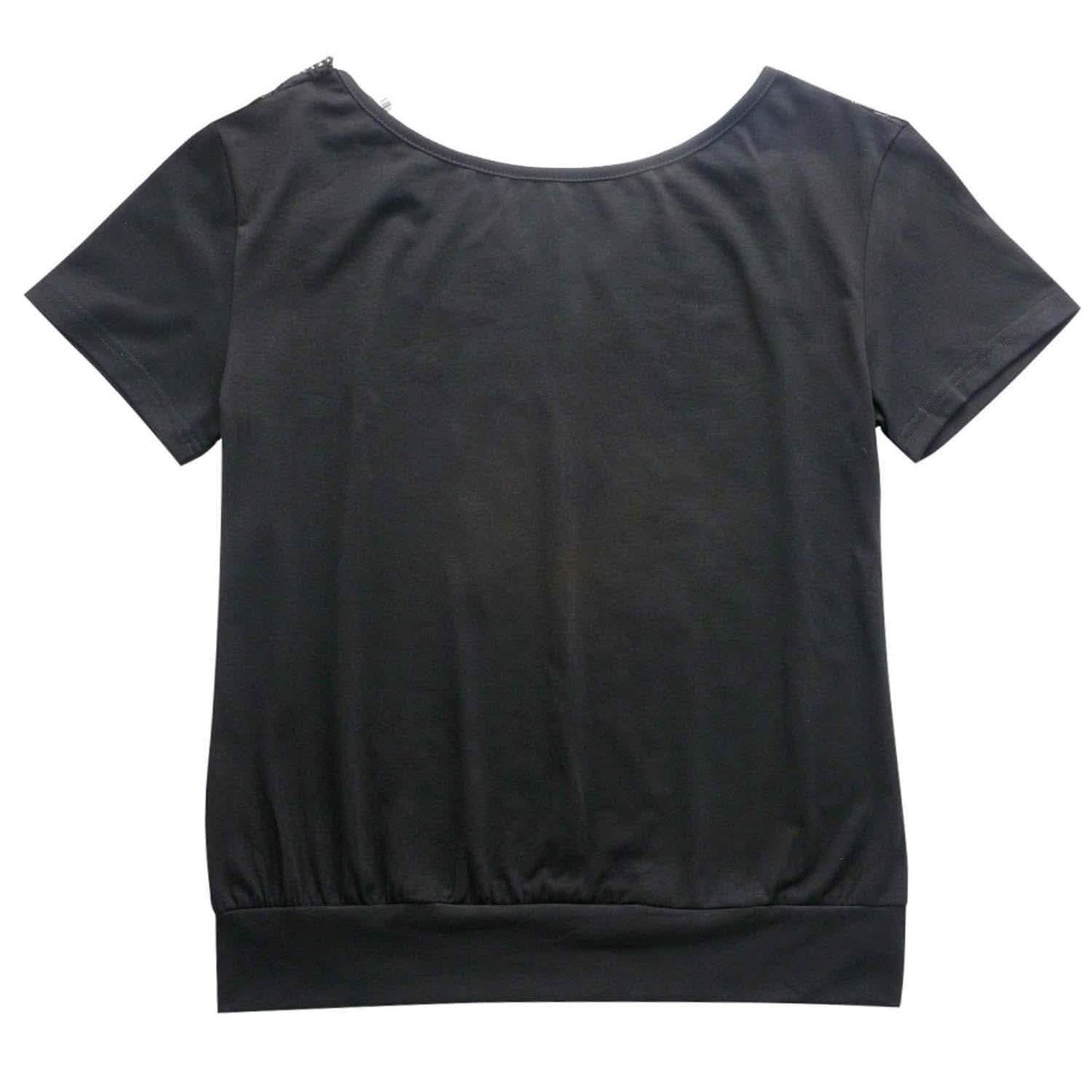 Women's Short Sleeve Back Lace Top Blouse