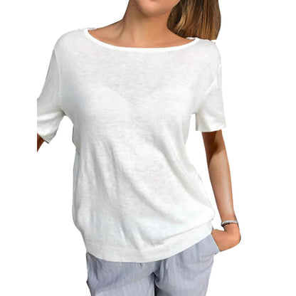 Women's Short Sleeve Back Lace Top Blouse