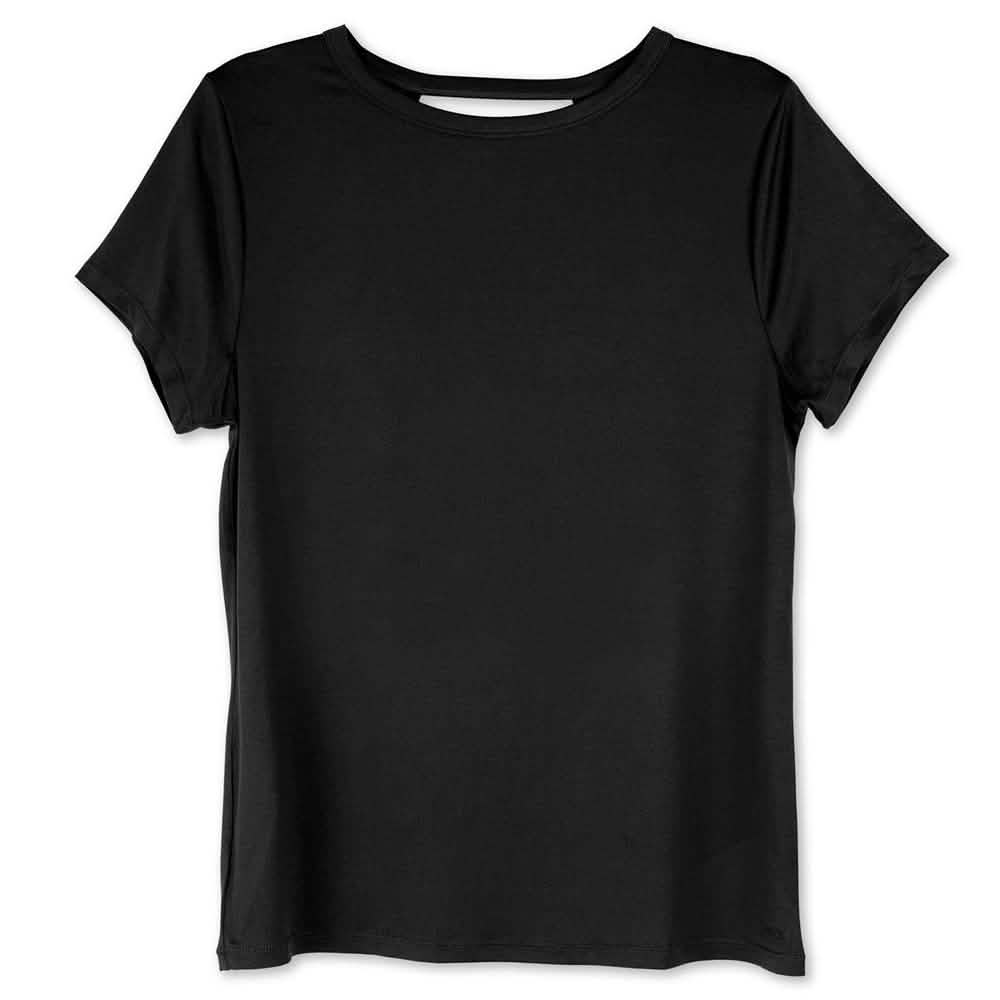 Women's Short Sleeve Criss Cross Open Back Solid T-Shirt Blouse