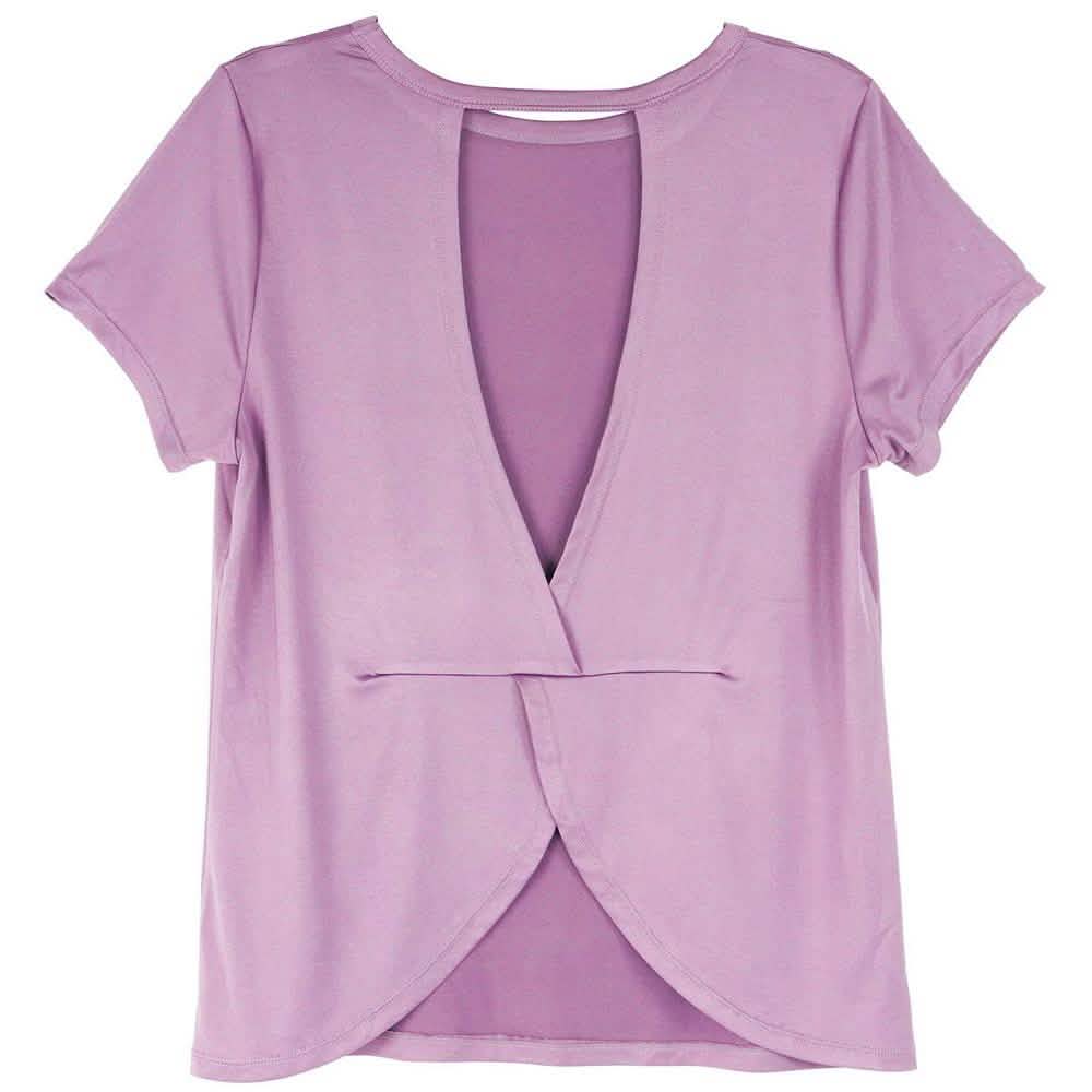 Women's Short Sleeve Criss Cross Open Back Solid T-Shirt Blouse