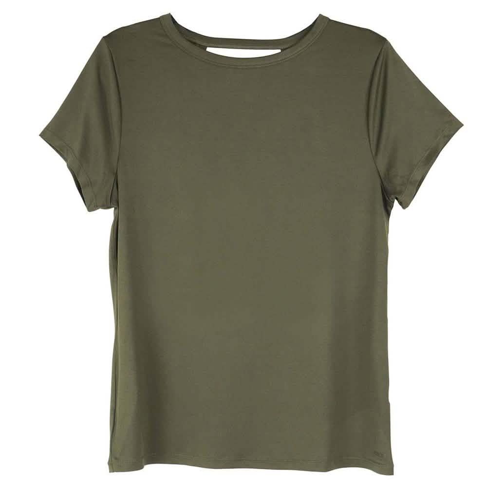 Women's Short Sleeve Criss Cross Open Back Solid T-Shirt Blouse