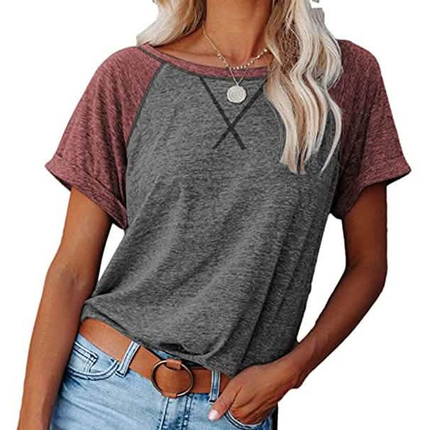 Women's Short Sleeve Raglan Crewneck T Shirts