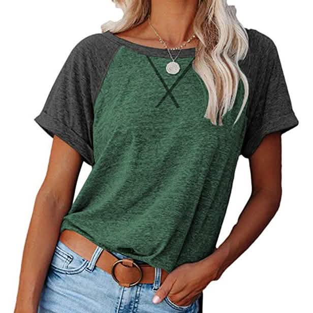 Women's Short Sleeve Raglan Crewneck T Shirts