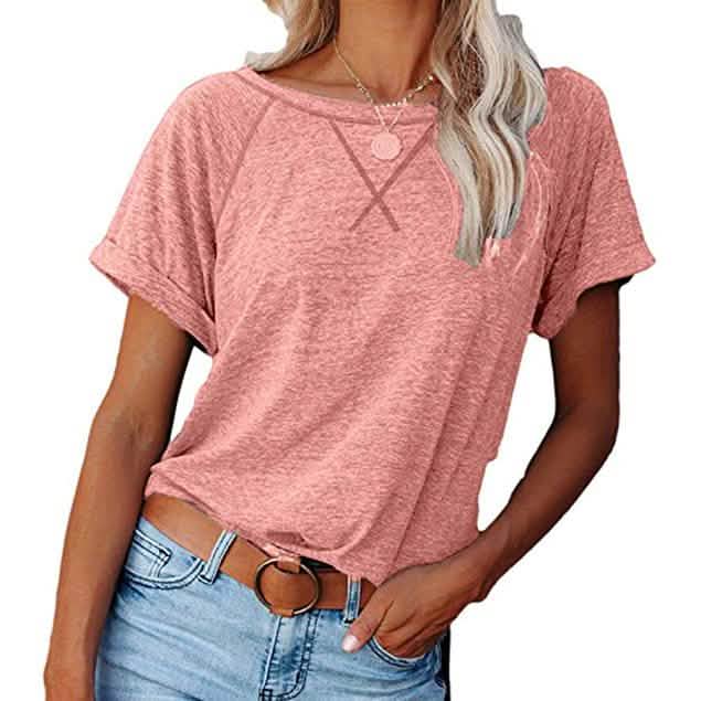 Women's Short Sleeve Raglan Crewneck T Shirts