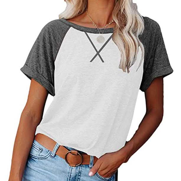 Women's Short Sleeve Raglan Crewneck T Shirts