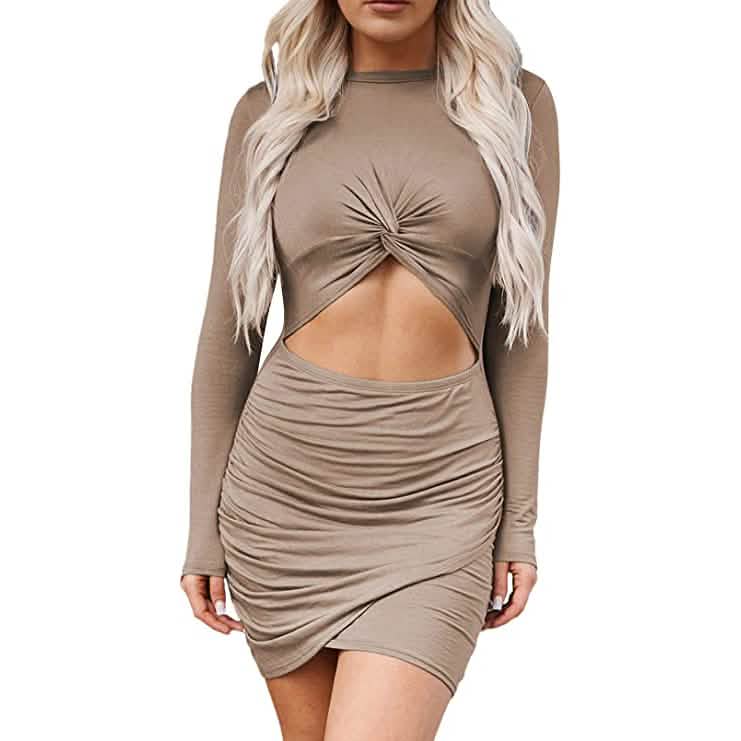 Women's Sleeveless Hollow Out Twist Bodycon Dress