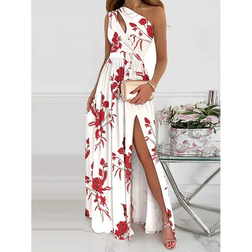 Women's Sleeveless One Shoulder Elegant Dress