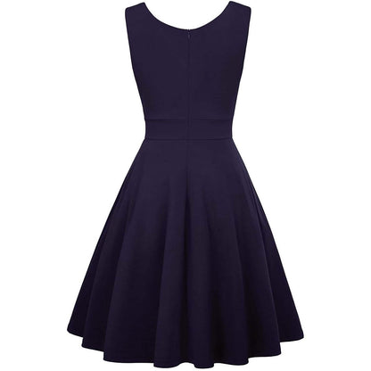 Women's Sleeveless Wrap V-Neck A-line Bridesmaid Cocktail Party Dress