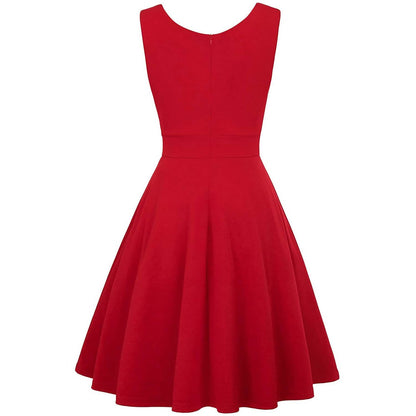 Women's Sleeveless Wrap V-Neck A-line Bridesmaid Cocktail Party Dress