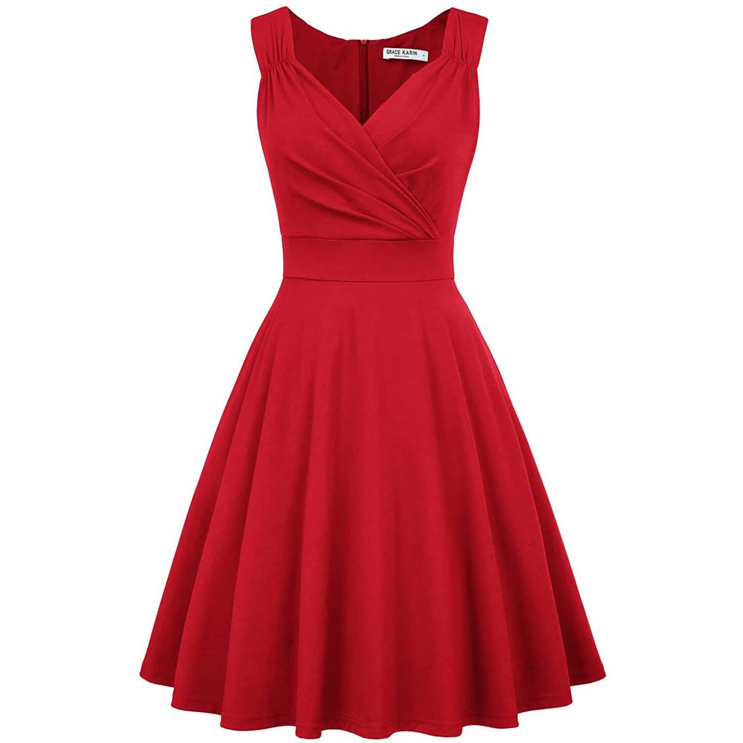 Women's Sleeveless Wrap V-Neck A-line Bridesmaid Cocktail Party Dress