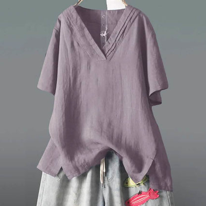 Women's Solid Half Sleeve V Neck Shirt Top