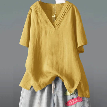 Women's Solid Half Sleeve V Neck Shirt Top