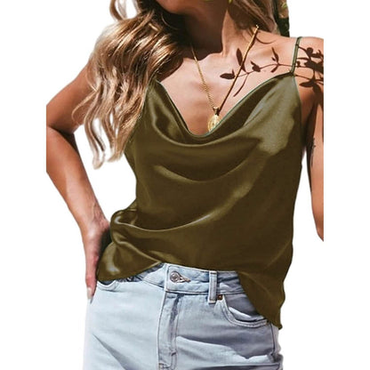 Women's Spaghetti Strap V-Neck Satin Suspender