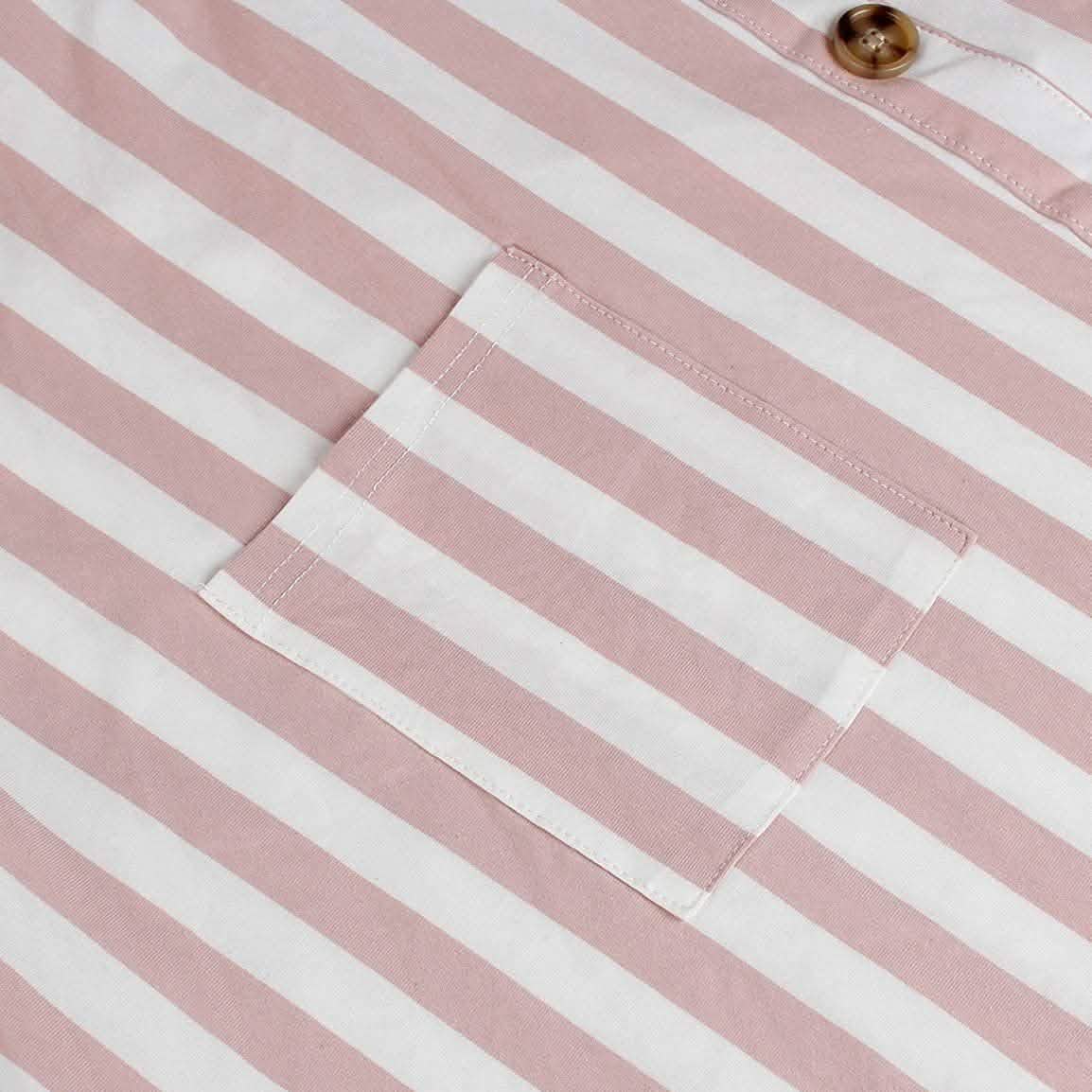 Womens Stripe Short Sleeve Wrap V Neck Button Front Tie Belted Dress