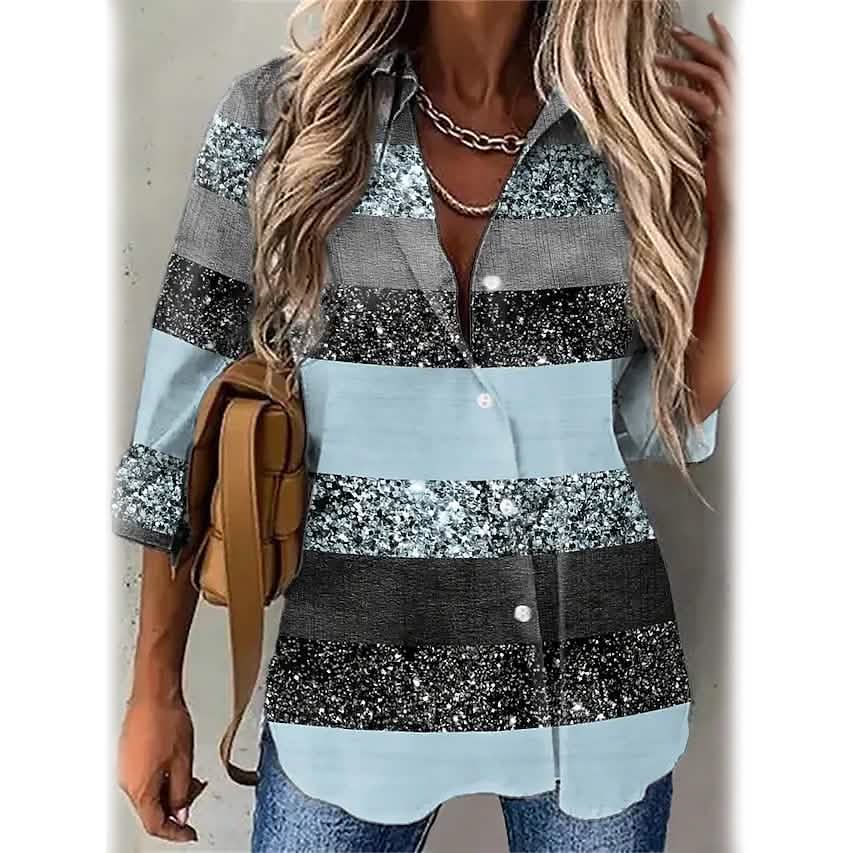 Women's Striped Casual Long Sleeve Shirt