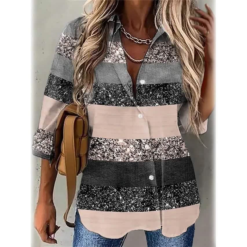 Women's Striped Casual Long Sleeve Shirt