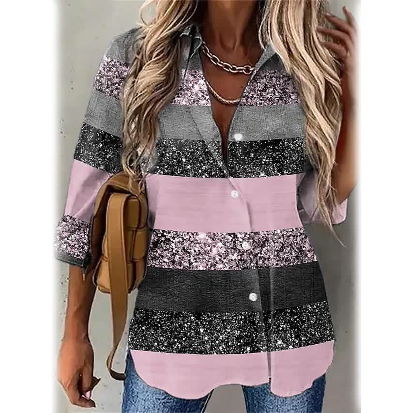 Women's Striped Casual Long Sleeve Shirt
