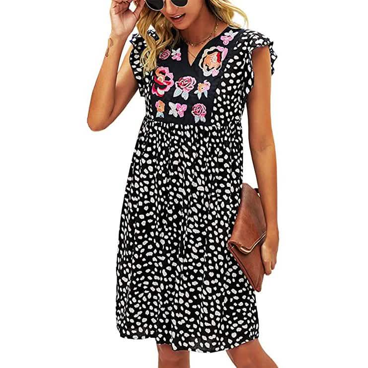 Women's Summer Leopard V Neck Bohemia Dress