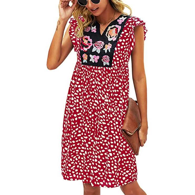 Women's Summer Leopard V Neck Bohemia Dress