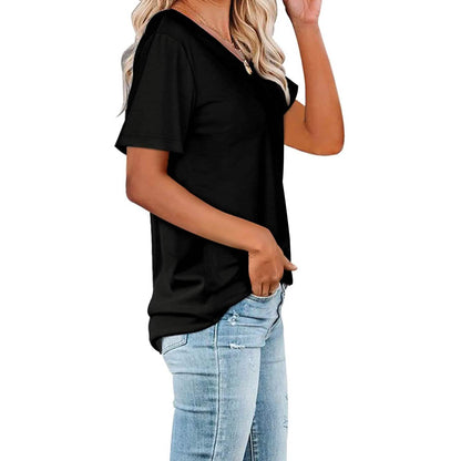 Women's Summer Short Sleeve Crew Neck Pocket Top