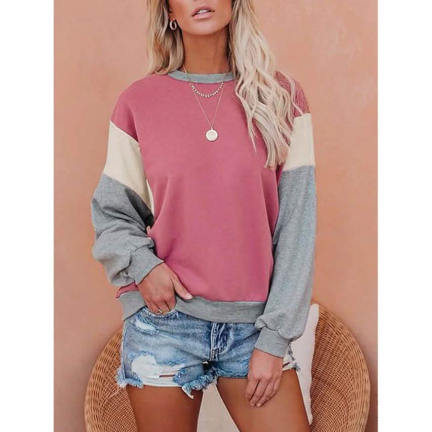 Women's Sweatshirt Pullover Color Block Patchwork