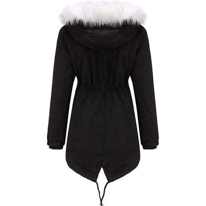 Women's Thick Warm Fleece Lined Winter Coat Jacket Parka with Fluffy Hood