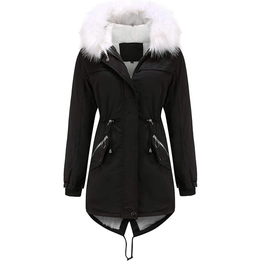 Women's Thick Warm Fleece Lined Winter Coat Jacket Parka with Fluffy Hood