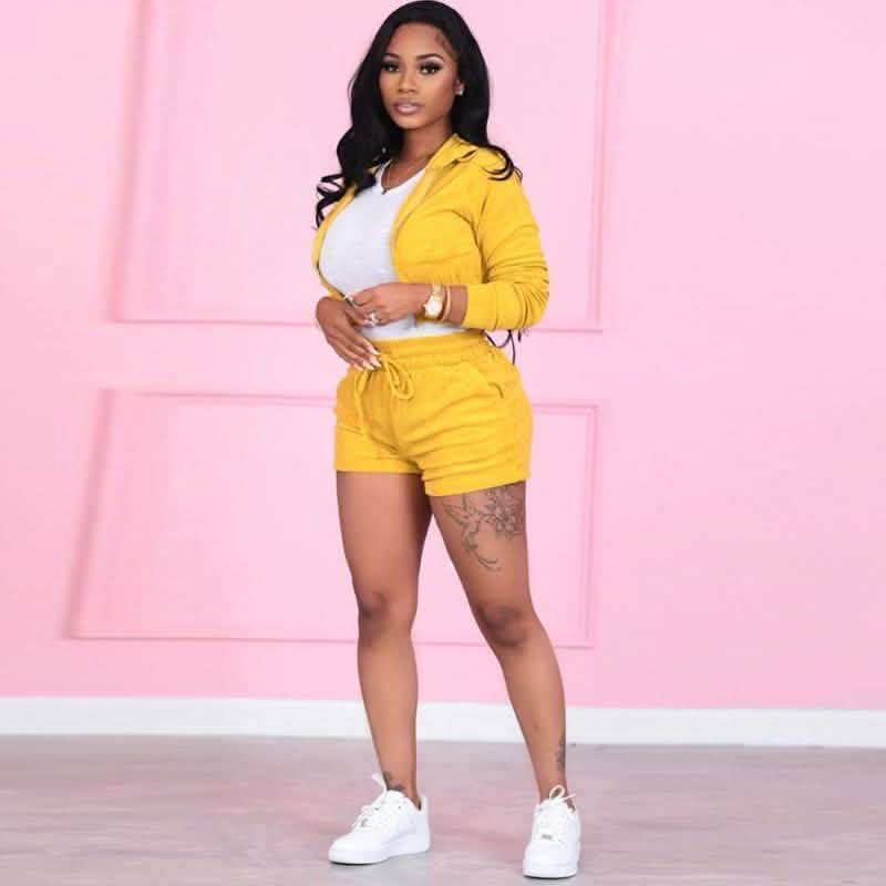 Women's Tracksuits Casual Sportswear Neon Two-Piece Short Sets