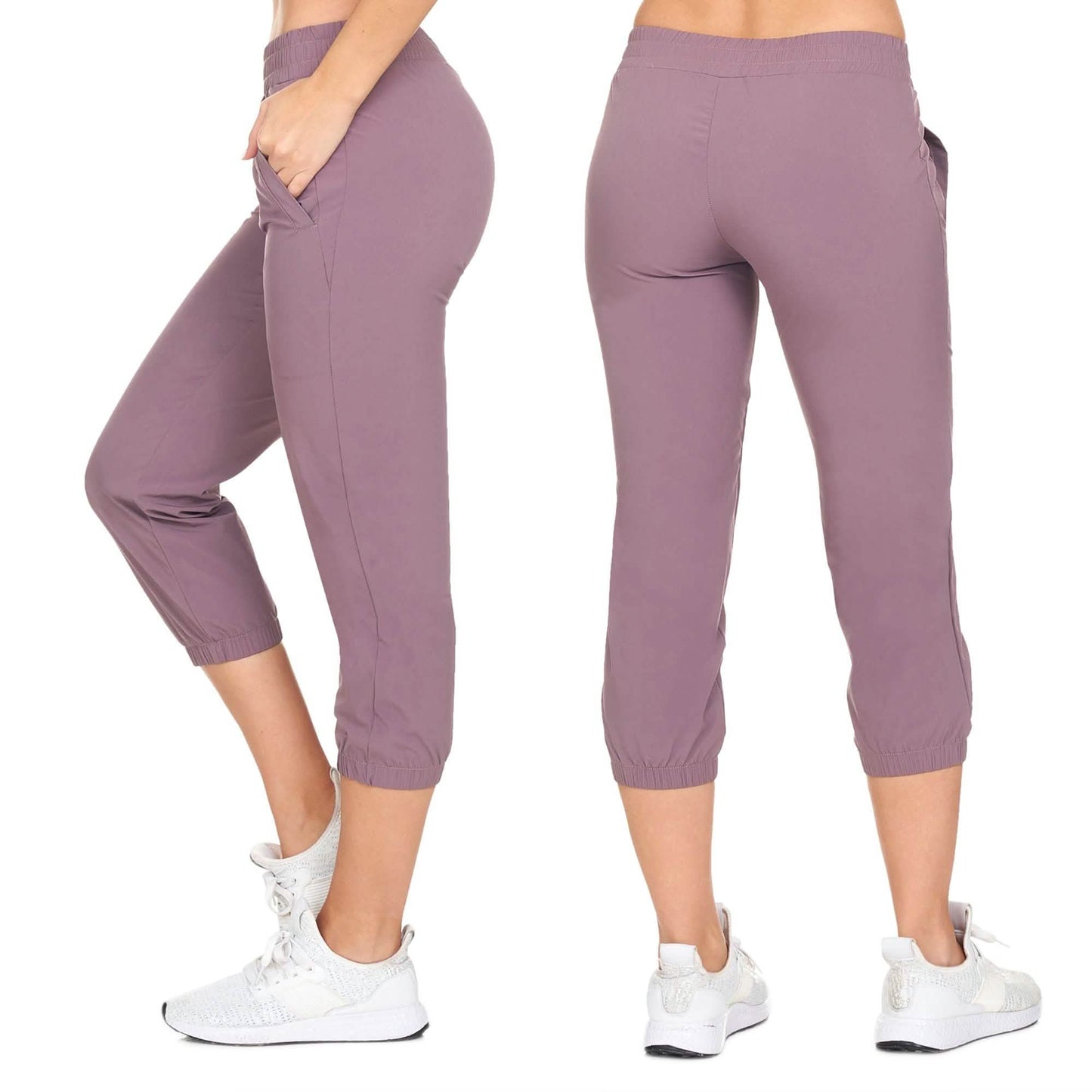 Women's Ultra Soft Woven Jogger Capri Pants With Pockets